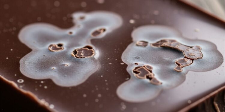O que significa a mancha branca que aparece no chocolate