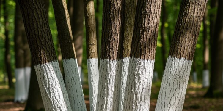 Pintar troncos de árvores de branco tem um motivo importante e pode salvar seu quintal