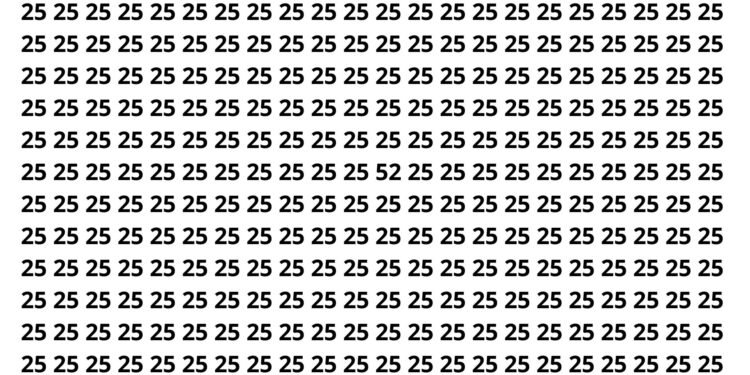 Seu cérebro vai travar antes de achar o número 52 no meio de tantos 25