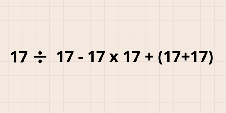 Quanto é 17 ÷ 17- 17 x 17 + (17 - 17)? O relato matemático que testa gênios