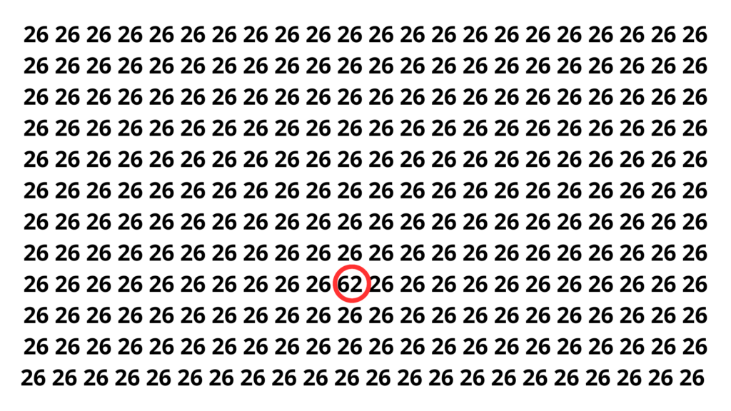 Se você encontrar o 62 em 10 segundos tem foco acima da média