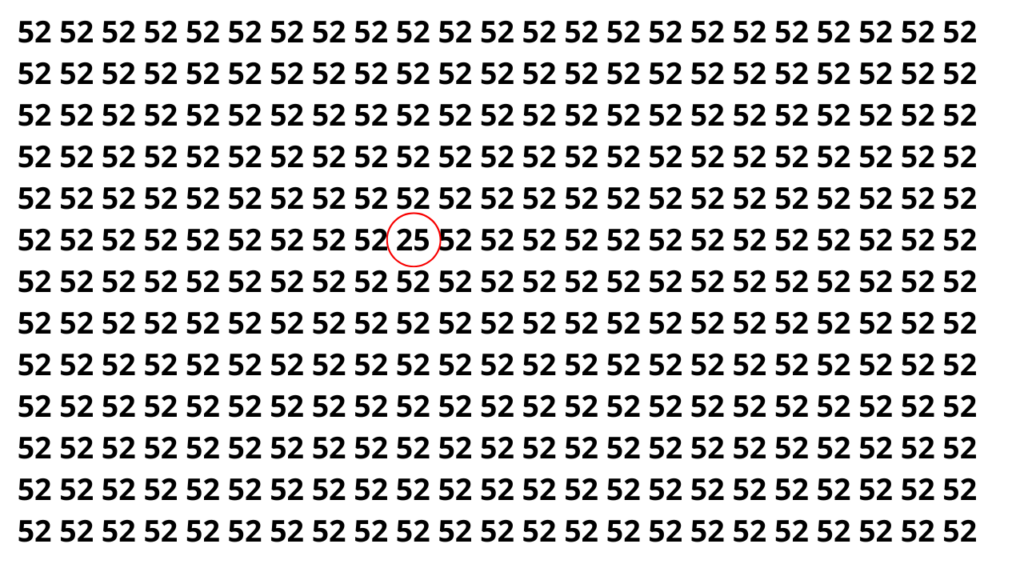 Só 3 em 20 acham o número 25 em 7 segundos neste puzzle