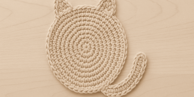 Essa peça de crochê com formato de gatinho deixa a mesa fofa e protegida