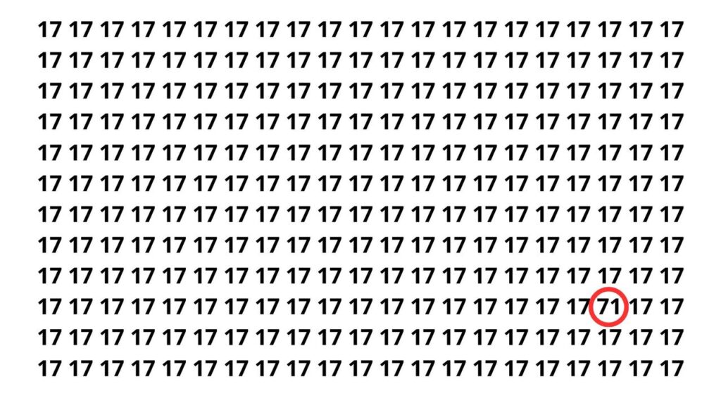 Se você achar o número 71 aqui em 9s, seu cérebro é raro