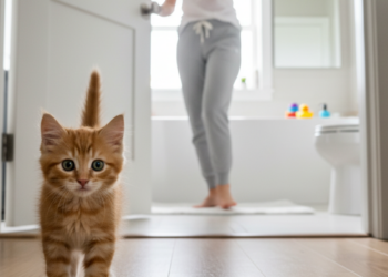 O que significa quando seu gato insiste em te seguir até o banheiro segundo os especialistas
