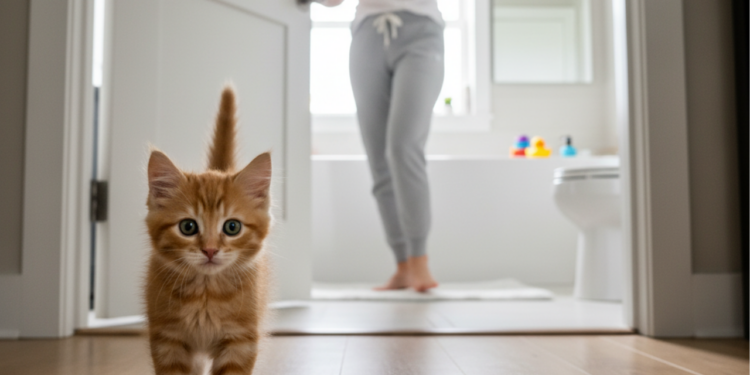 O que significa quando seu gato insiste em te seguir até o banheiro segundo os especialistas