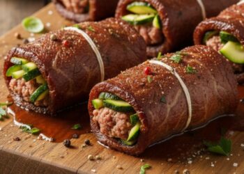 Bifes enrolados com carne moída e abobrinha surpreendem no sabor