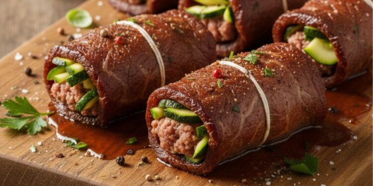 Bifes enrolados com carne moída e abobrinha surpreendem no sabor
