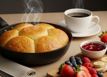 Este pão de frigideira é ótimo para o café da manhã e fica pronto em 4 minutos