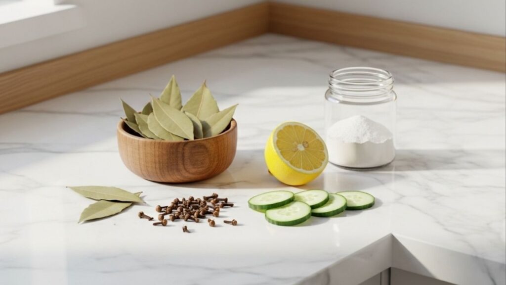 Vinagre, limão e cascas de pepino dificultando a circulação das baratas