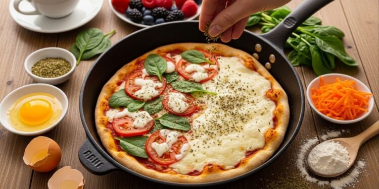 Pizza de frigideira para o café da manhã pronta em 5 minutos