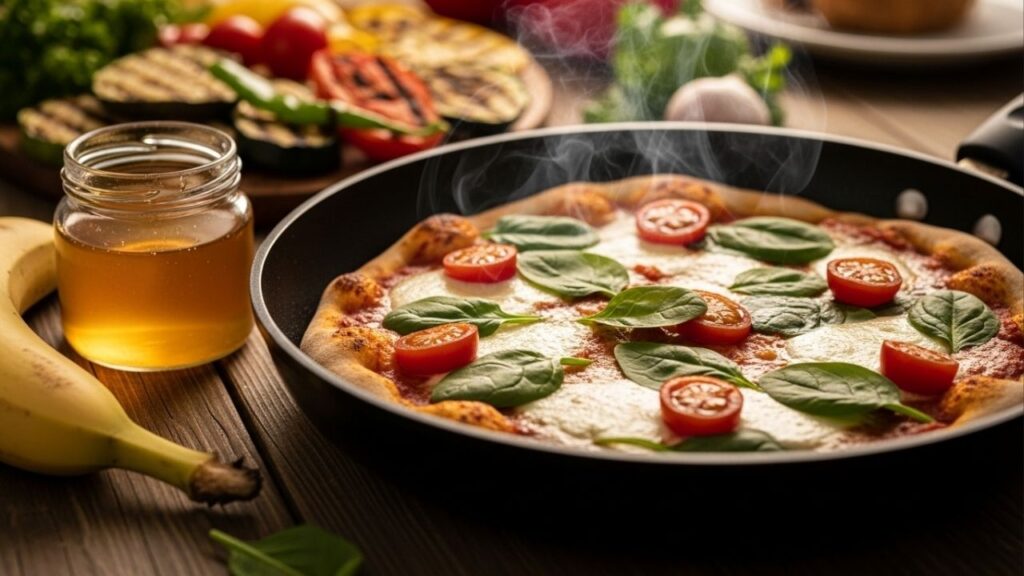 Pizza de frigideira para o café da manhã pronta em 5 minutos