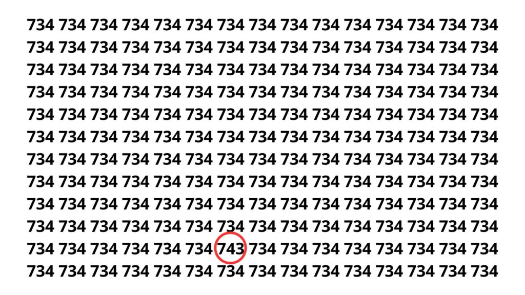 Seu cérebro é fantástico, se você encontrar o número 743 em 10 segundos