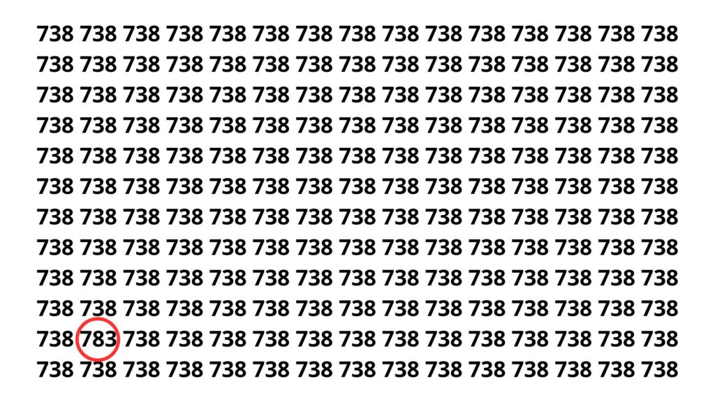 Apenas 3 em cada 20 pessoas conseguem encontrar o 783 em 7 segundos