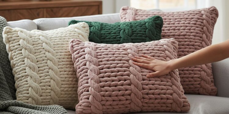 Maxi tricô, faça você mesmo almofadas para decorar sua casa