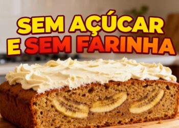 Bolo de banana sem açúcar e sem farinha para o café