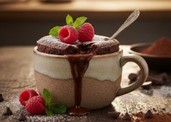Bolo de chocolate de caneca no micro-ondas em 2 minutos: prático, fofo e irresistível