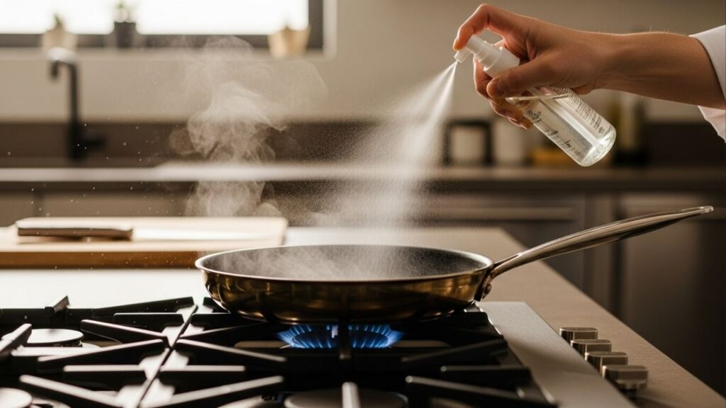 Como borrifar vinagre na panela antes de fritar ovos faz toda a diferença