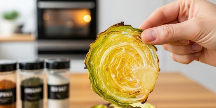Chips de repolho no forno com 4 ingredientes e fáceis de preparar em casa