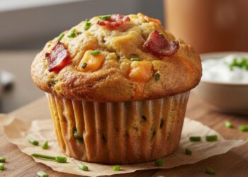 Muffin salgado de micro-ondas com queijo e presunto: praticidade e sabor em minutos