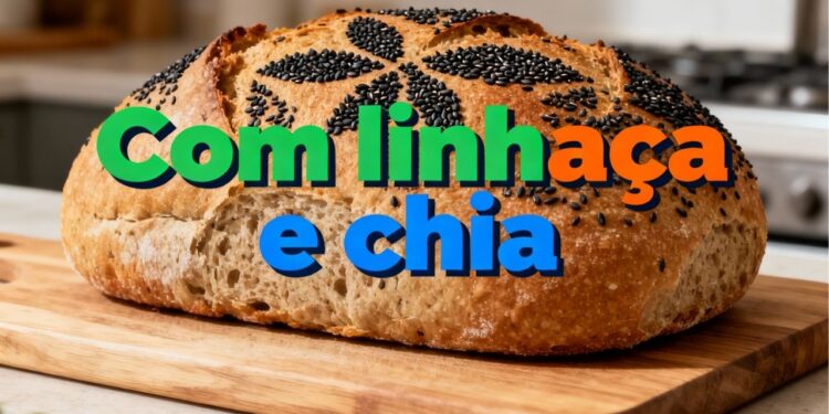 Pão de micro-ondas com linhaça e chia leve e nutritivo