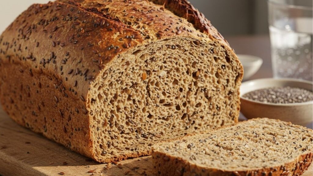 Pão de micro-ondas com linhaça e chia para saciedade