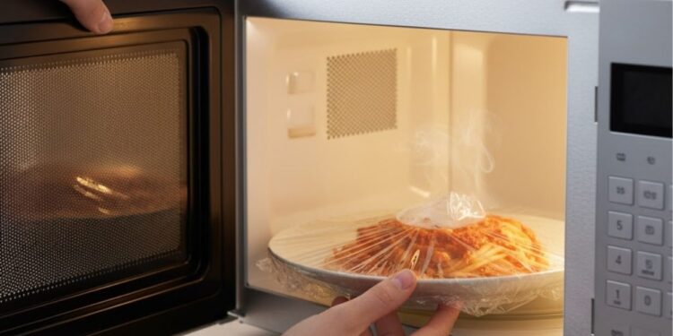 Isto é o que acontece ao usar papel filme no micro-ondas