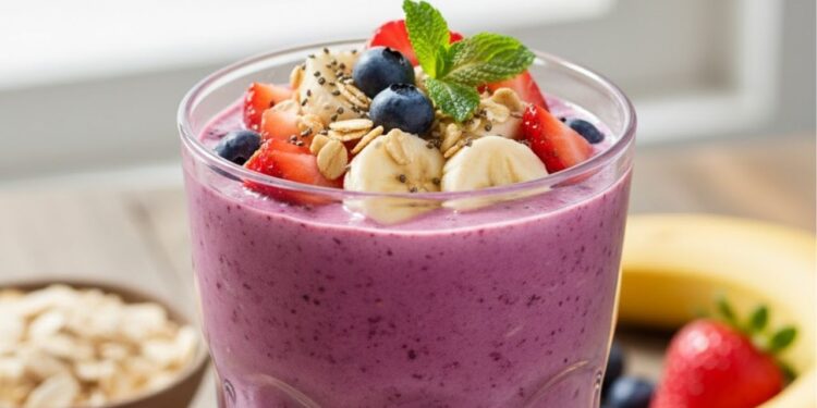 Vitamina com ingredientes naturais para começar o dia com energia e disposição