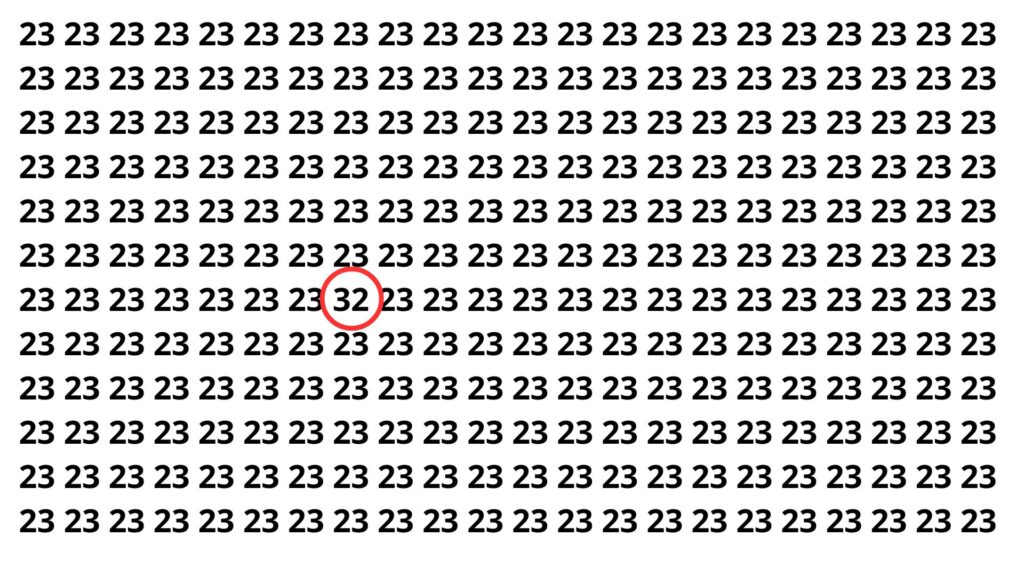 Encontre o número 32 entre vários 23 em apenas 7 segundos