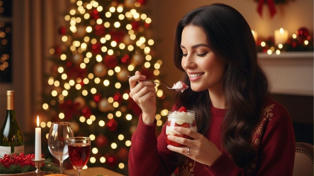 Pavê de nata com morango para o Natal pronto em 10 minutos