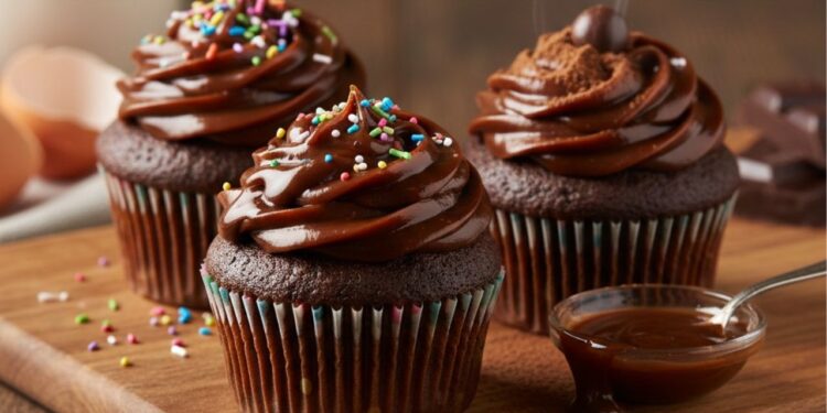 Receita de cupcake com ganache de chocolate e não precisa levar ao forno