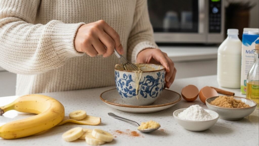 Bolo de banana delicioso que fica pronto em 10 minutos