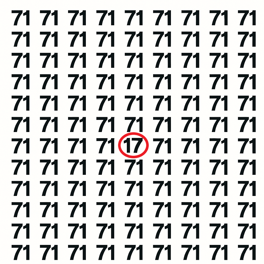 Só 5 em 30 acham o número 17 em 7 segundos neste puzzle