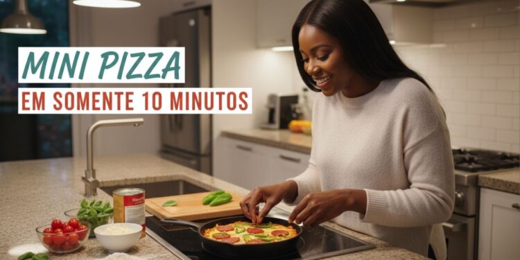 Faça uma irresistível mini pizza de frigideira em apenas 10 minutos