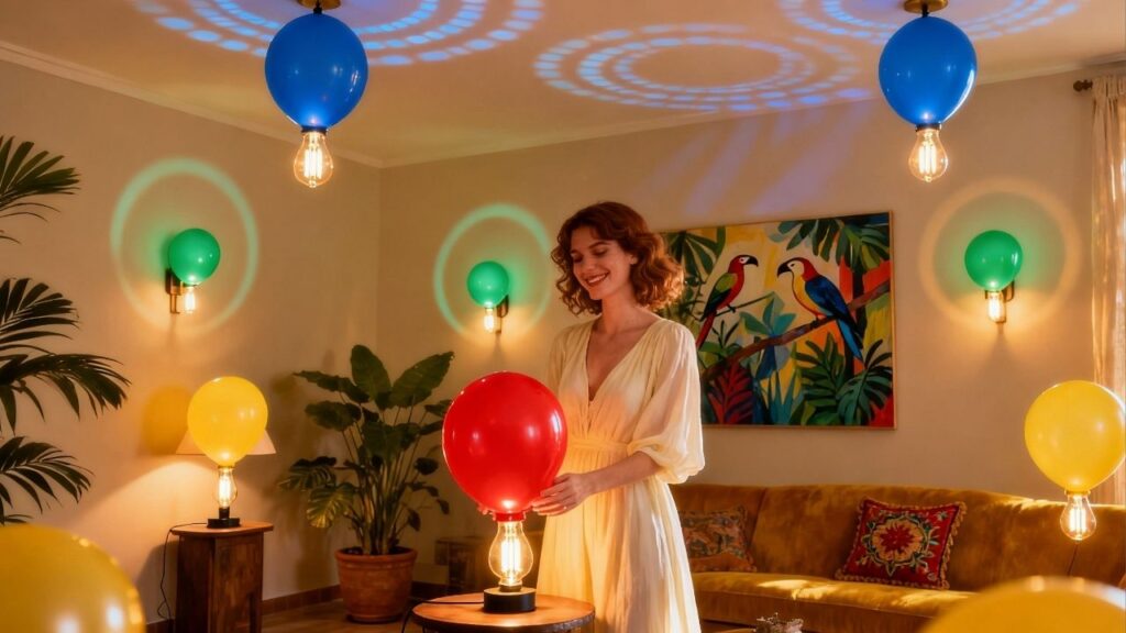 Faça lâmpadas coloridas em casa com bexigas de forma econômica