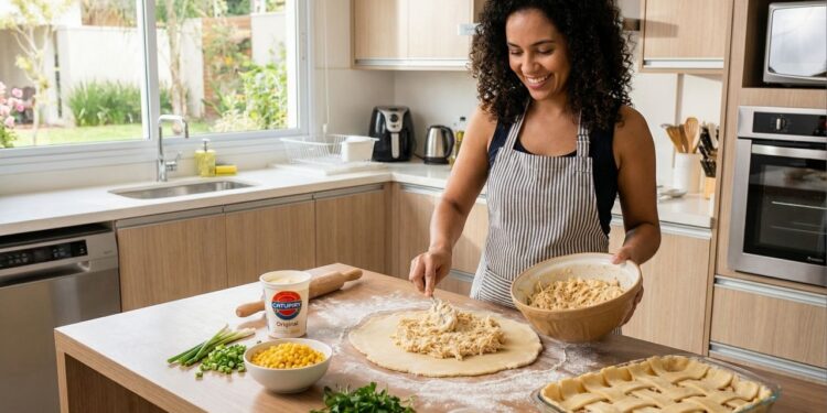 Receita de torta de frango cremosa com catupiry em casa