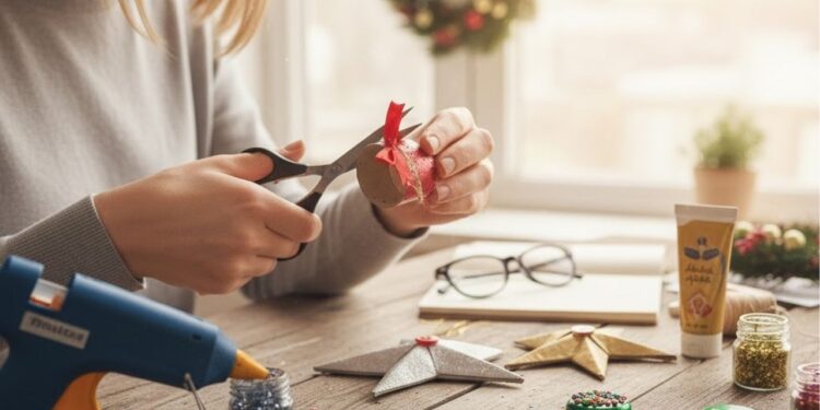 Enfeites de natal lindos feitos à mão com materiais reciclados