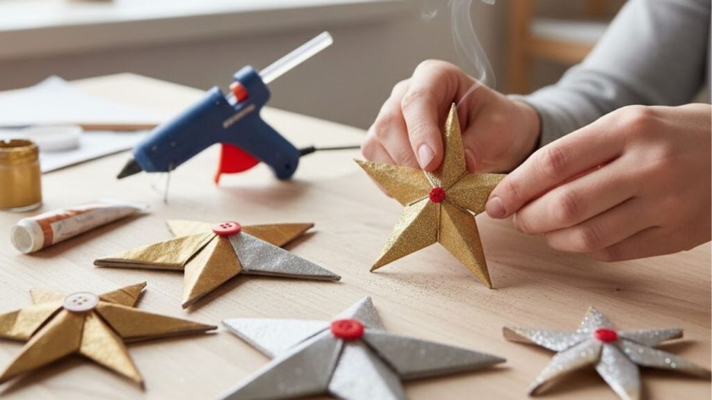 Enfeites de natal lindos feitos à mão com materiais reciclados