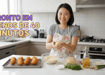 Receita de uma crocante coxinha de frango que fica pronto em menos de 40 minutos