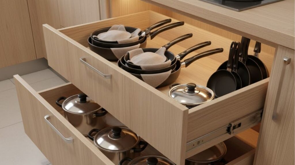 Jeito certo de armazenar panelas e ganhar espaço no armário