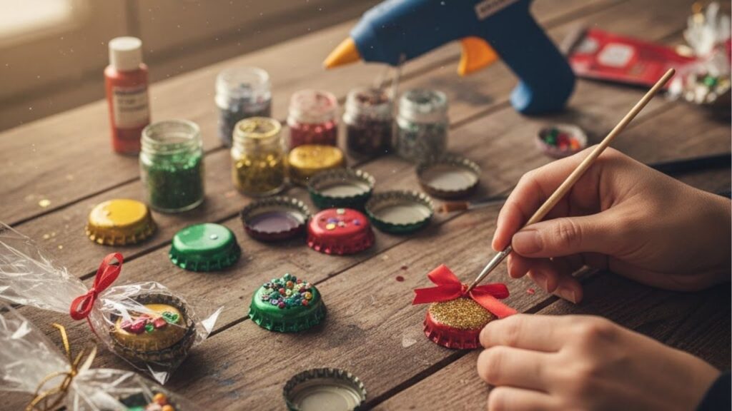 Enfeites de natal lindos feitos à mão com materiais reciclados