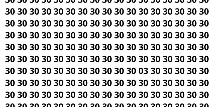 Encontre o número 03 entre os números 30 em menos de 10 segundos