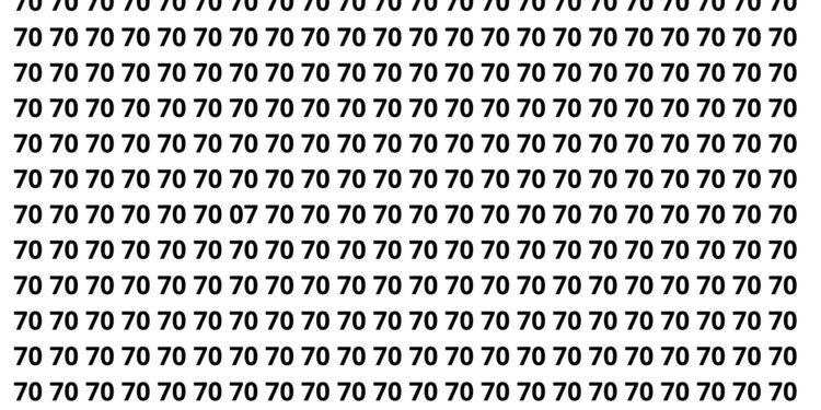 Encontre o número 07 entre os números 70 em menos de 3 segundos