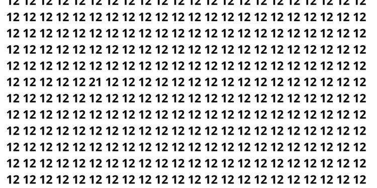 Encontre o número 21 entre os números 12 neste puzzle