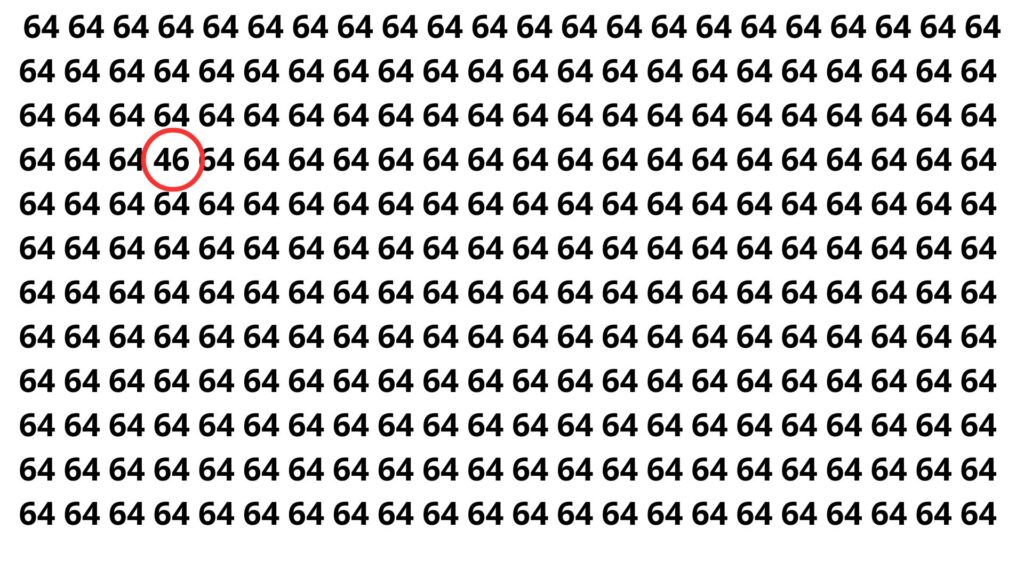 Encontre o número 46 entre os números 64 neste puzzle