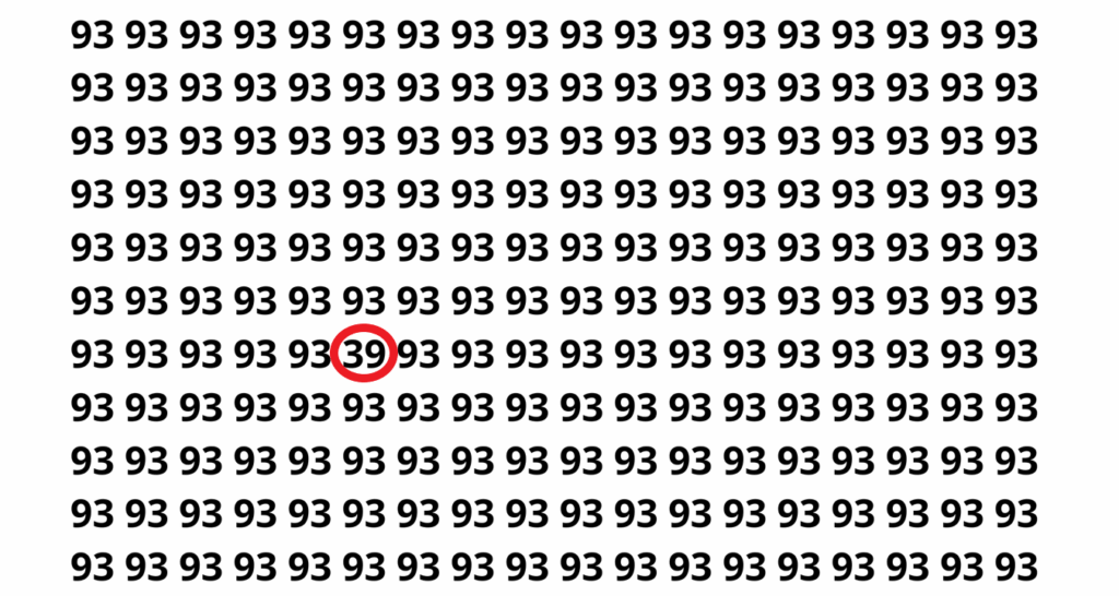 Encontre o número 39 entre vários números 93 em apenas 12 segundos neste desafio
