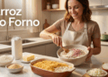 Arroz de forno rápido que fica pronto em minutos e agrada toda a família