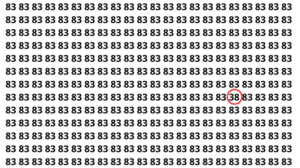 encontrado o numero 38 entre varios 83