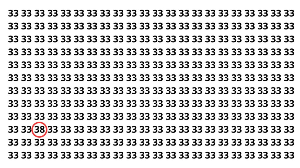 Você consegue? Localize o 38 entre 33 em 20 segundos e mostre seu olhar afiado