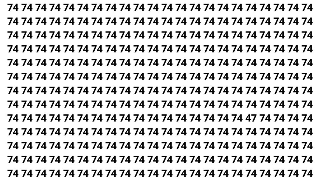 Encontre o numero 47 entre os 74